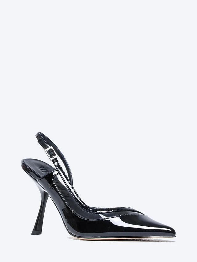 Туфли женские летние, цвет черный, натуральная лаковая кожа 944120 | 1