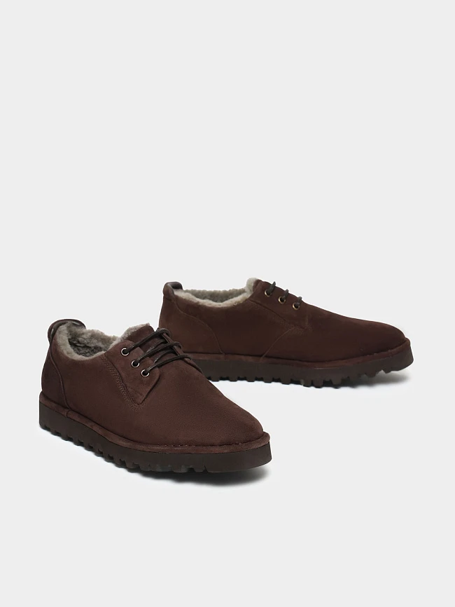 Полуботинки мужские зимние, цвет коричневый, натуральный велюр M262016M | 3