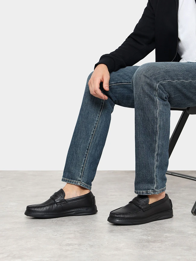 Лоферы мужские зимние, цвет черный, натуральная кожа M80747M | 12