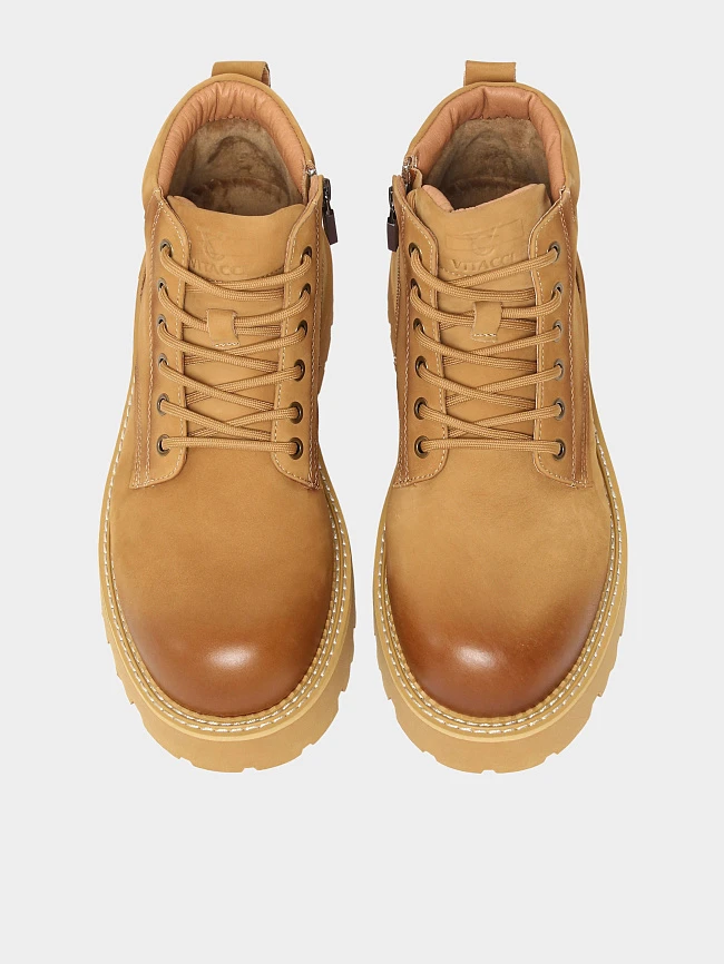 Ботинки мужские демисезонные, цвет песочный, натуральный нубук M03053 | 5