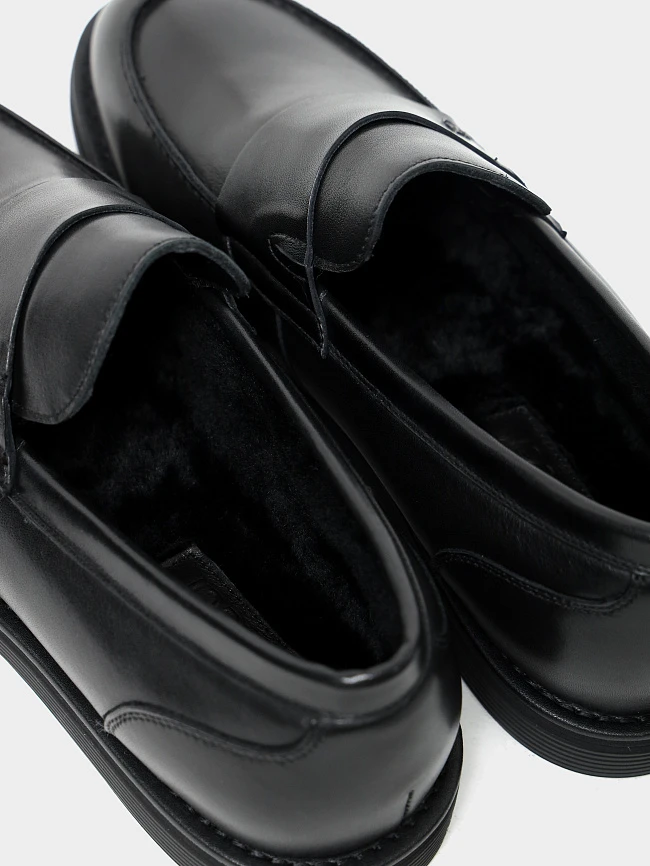 Лоферы мужские зимние, цвет черный, натуральная кожа M254250M | 6