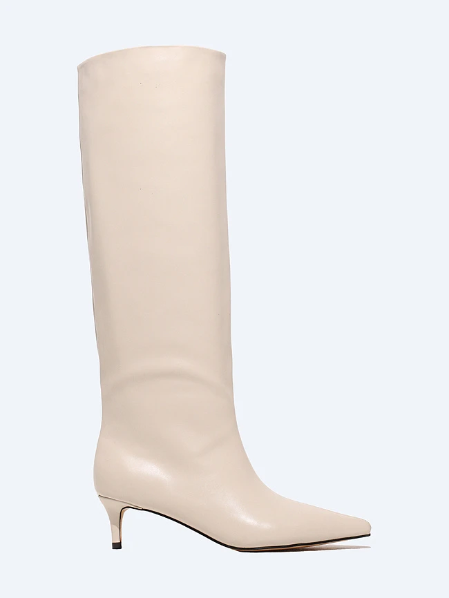 Сапоги женские демисезонные, цвет молочный, натуральная кожа 6550307 | 2