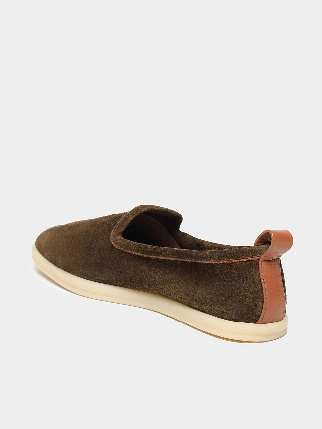 Слипоны женские летние, цвет коричневый, натуральный велюр 1731461 | 3