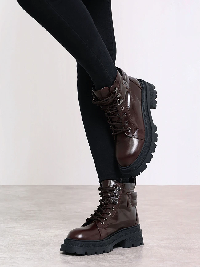 Ботинки женские зимние, цвет коричневый, натуральная масляная кожа 1013343M | 8