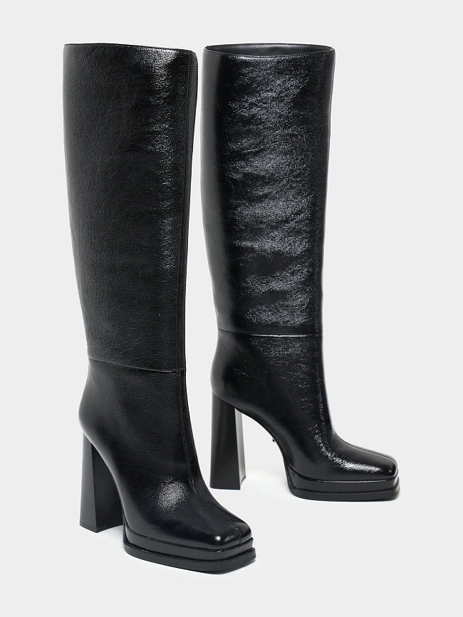 Сапоги женские демисезонные, цвет черный, натуральный наплак 1492986 | 2