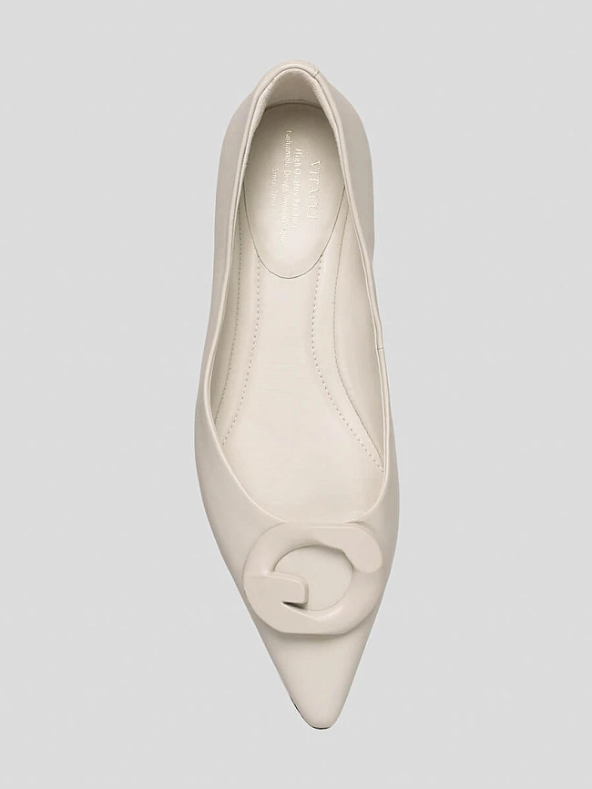 Балетки женские всесезонные, цвет молочный, натуральная кожа 1820019 | 4