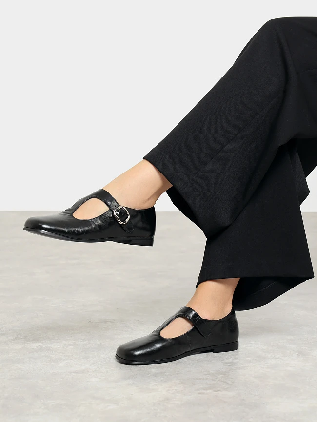 Балетки женские всесезонные, цвет черный, натуральная масляная кожа 7210419 | 6