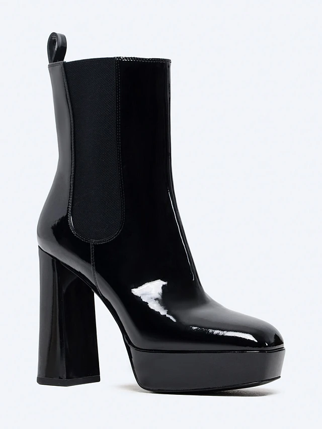 Полусапоги женские демисезонные, цвет черный, натуральная лаковая кожа 1493795 | 1