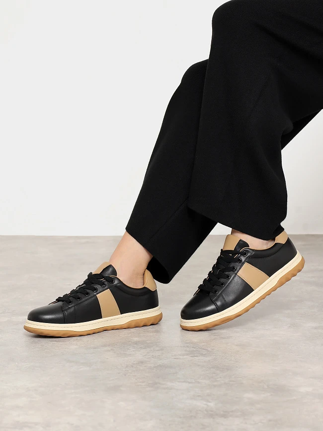 Кеды женские демисезонные, цвет черный, натуральная кожа 7990239 | 6