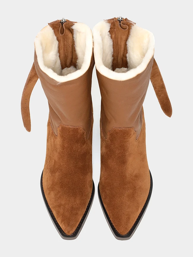 Полусапоги женские зимние, цвет рыжий, натуральный спилок 1731192M | 5