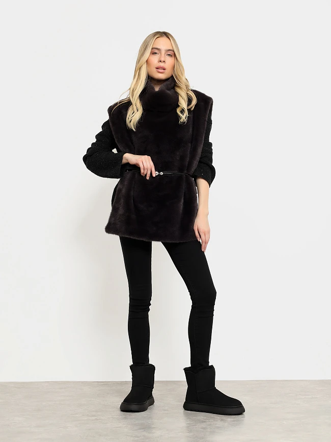 Полусапоги женские зимние, цвет черный, натуральный велюр 1013799M | 8