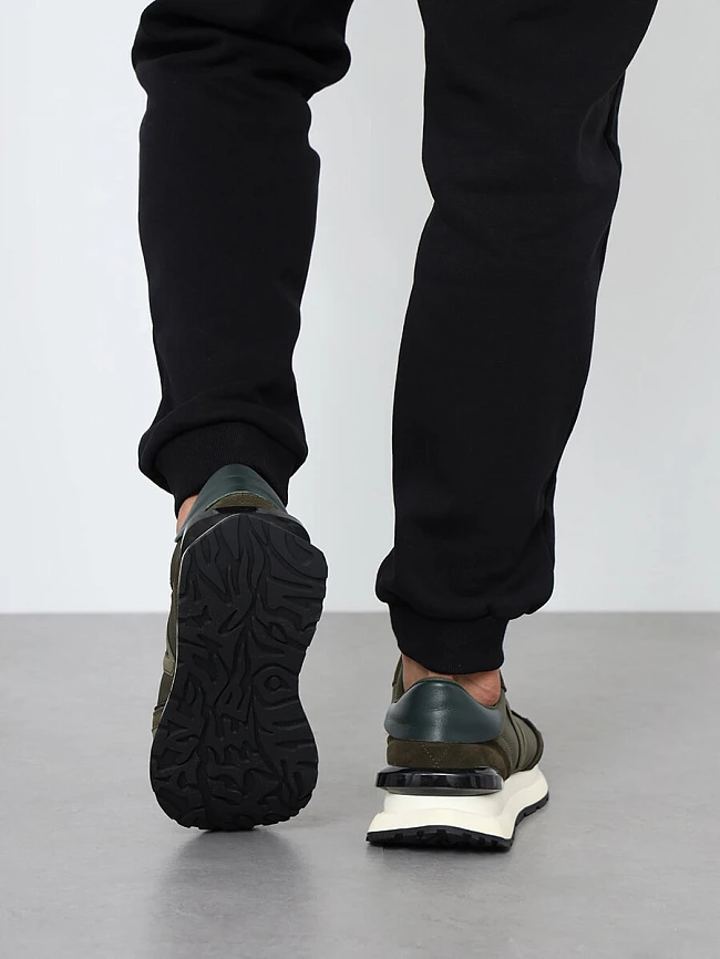 Кроссовки мужские демисезонные, цвет хаки, натуральный спилок/текстиль/натуральная кожа M03030 | 11