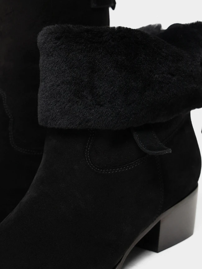 Полусапоги женские зимние, цвет черный, натуральный спилок 1731193M | 5