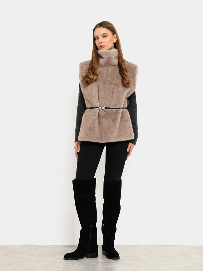 Ботфорты женские демисезонные, цвет черный, натуральный спилок 1731149 | 8