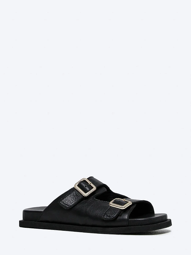 Сабо женские летние, цвет черный, натуральная кожа 887036 | 1