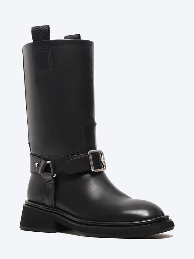 Сапоги женские демисезонные, цвет черный, натуральная кожа 1821053 | 1