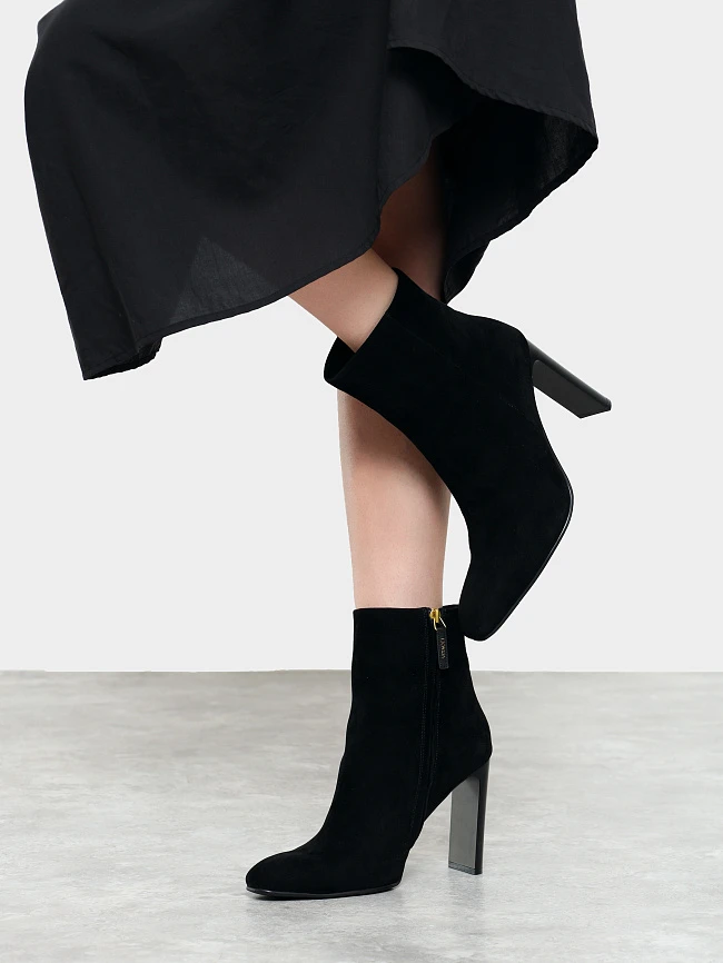 Ботильоны женские зимние, цвет черный, натуральный велюр 1494758M | 9