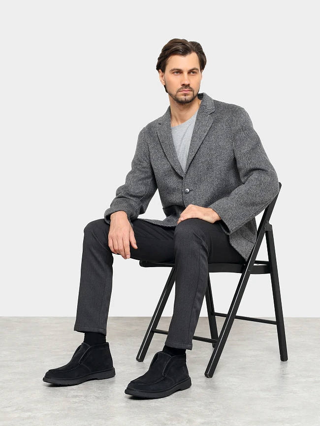 Ботинки мужские зимние, цвет серый, натуральный спилок M801042M | 11