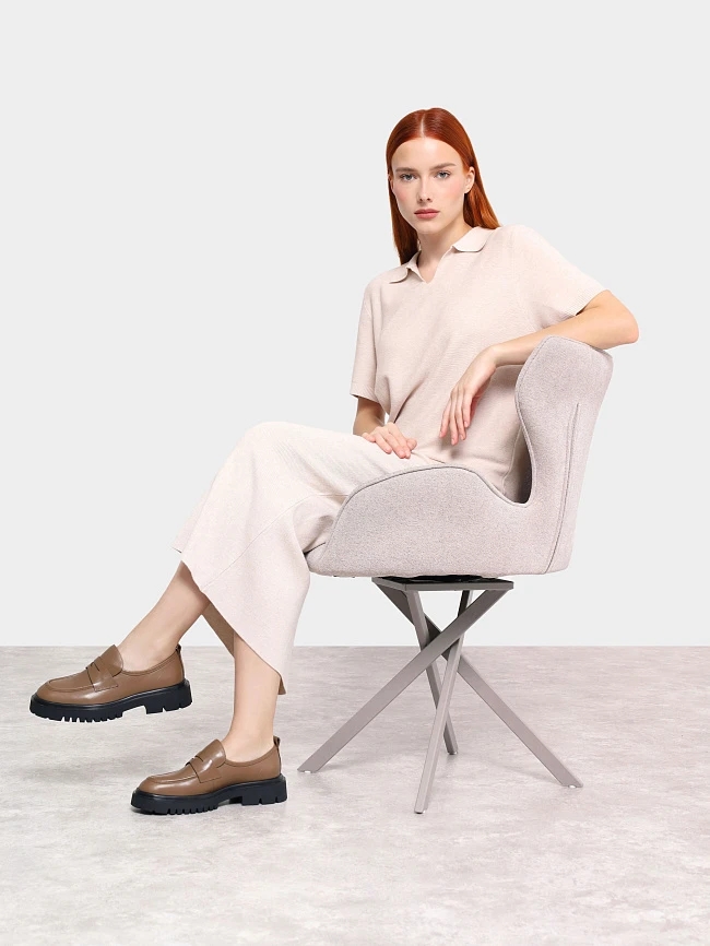 Лоферы женские всесезонные, цвет бежевый, натуральная кожа 1820244 | 12