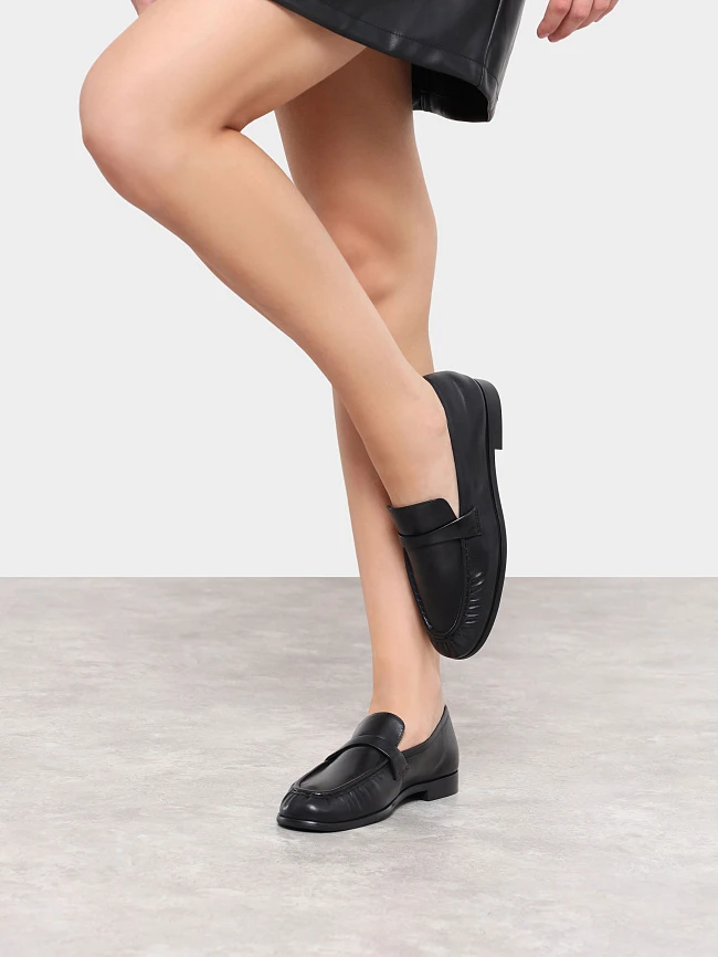 Лоферы женские всесезонные, цвет черный, натуральная кожа 7990170 | 9