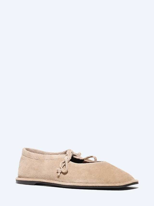 Балетки женские всесезонные, цвет бежевый, натуральный спилок 17VC302 | 1