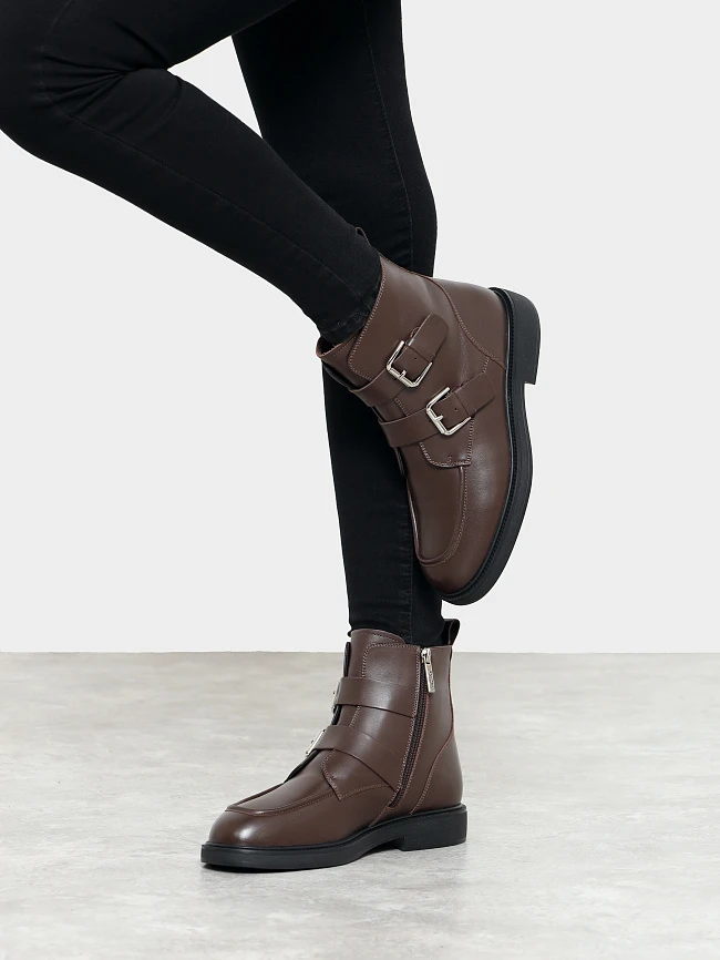 Ботинки женские зимние, цвет коричневый, натуральная кожа 7210319M | 9