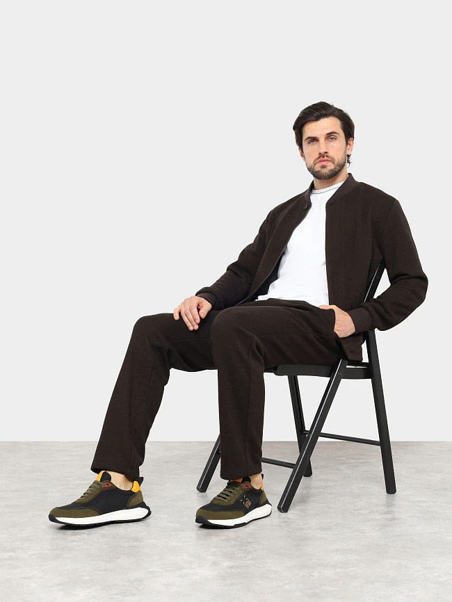 Кроссовки мужские демисезонные, цвет хаки, натуральный спилок/текстиль/натуральная кожа M03104 | 11