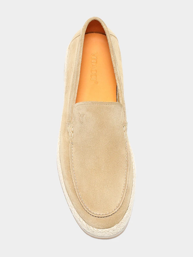 Лоферы мужские летние, цвет песочный, натуральный спилок M262200 | 4