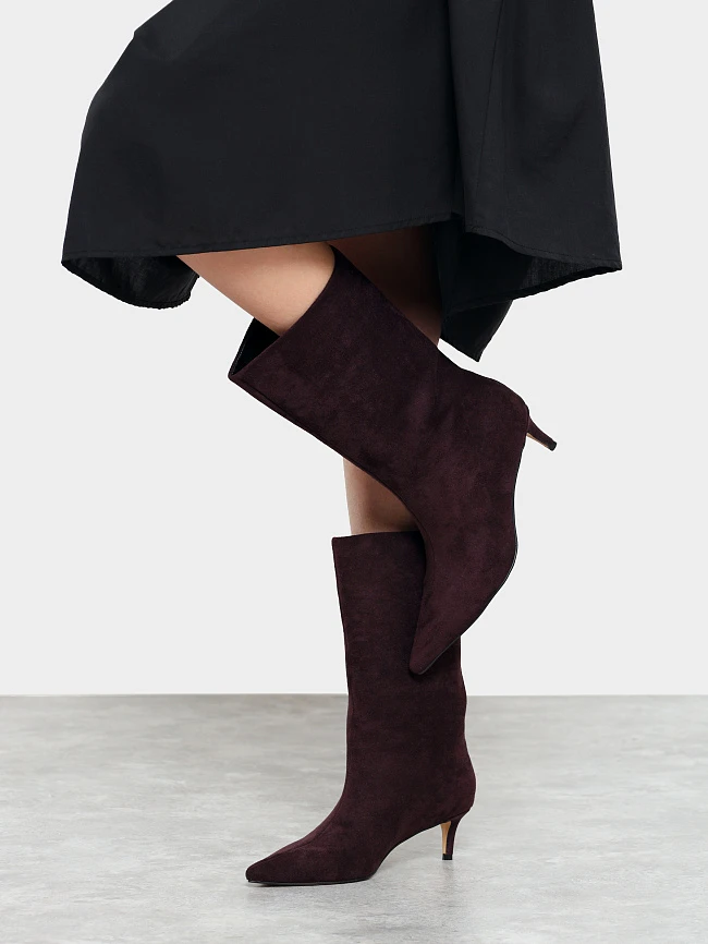 Полусапоги женские демисезонные, цвет бордовый, искусственный велюр 6550313 | 9