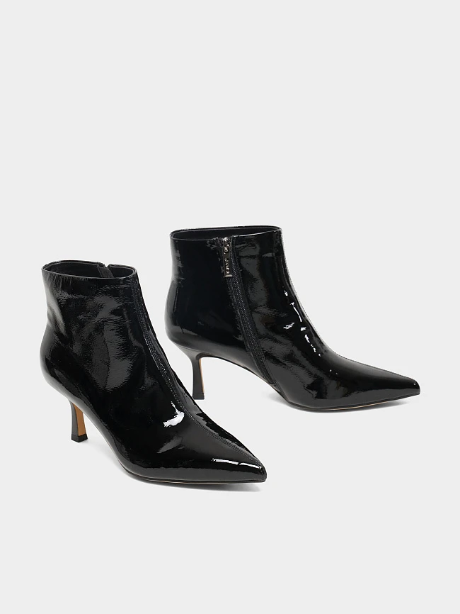 Ботильоны женские всесезонные, цвет черный, натуральная лаковая кожа 17VC418 | 3