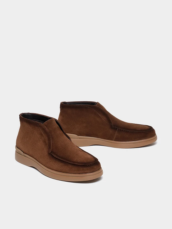 Лоферы мужские демисезонные, цвет коричневый, натуральный спилок M801222 | 3