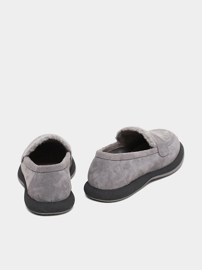 Лоферы женские всесезонные, цвет серый, натуральный спилок 18410099 | 4