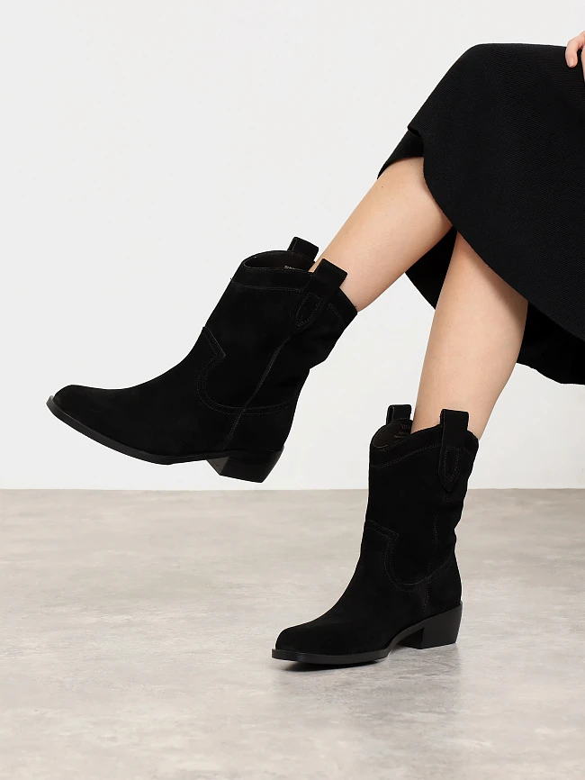 Полусапоги женские демисезонные, цвет черный, натуральный спилок 18410103 | 7