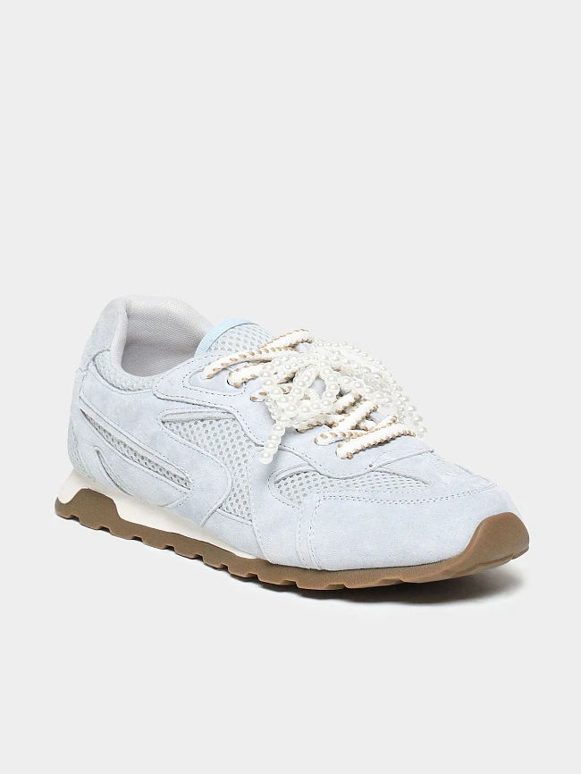 Кроссовки женские летние, цвет голубой, натуральный нубук/текстиль 3630416 | 2