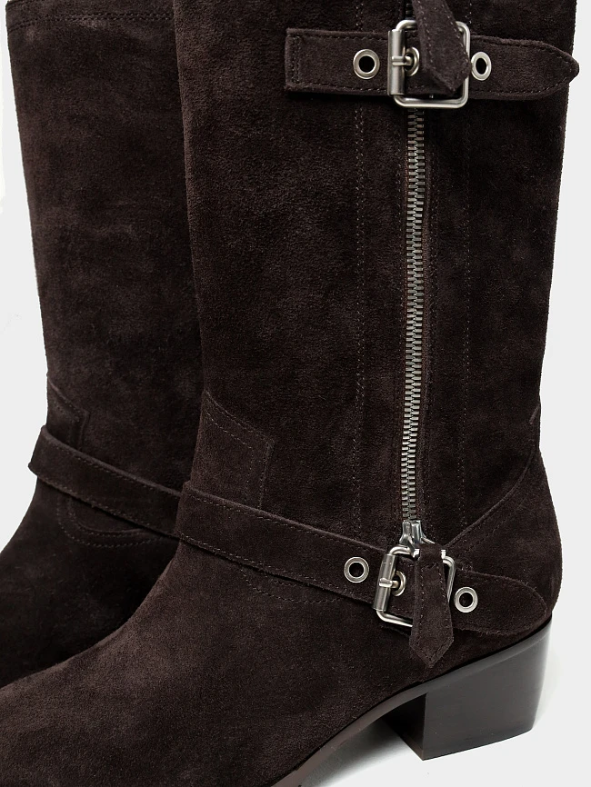 Сапоги женские демисезонные, цвет коричневый, натуральный спилок 1731183 | 6