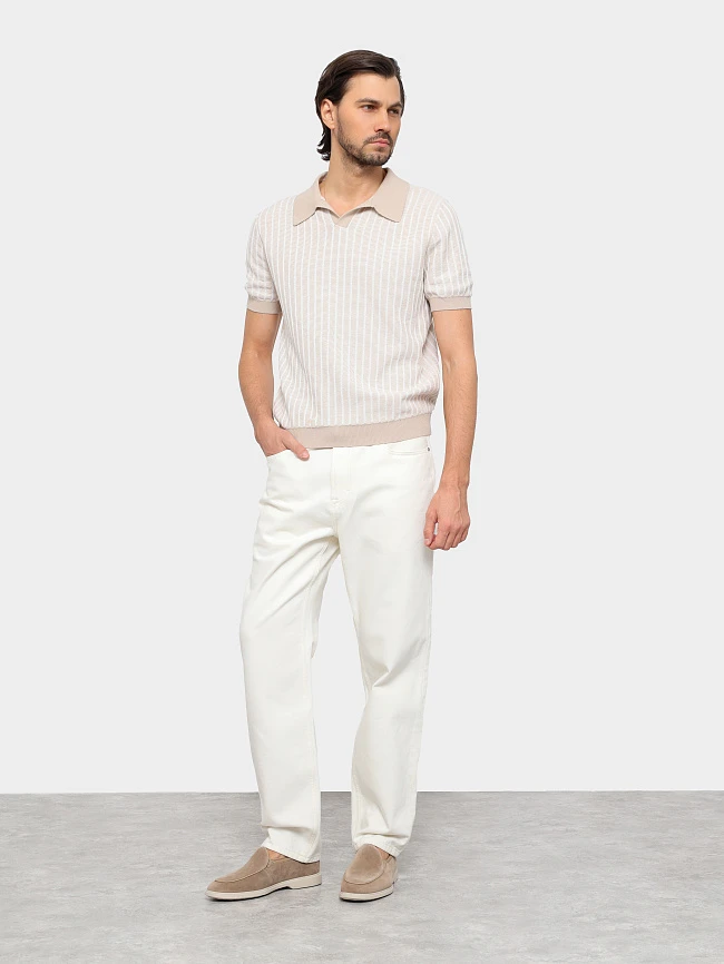 Лоферы мужские демисезон; лето;, цвет бежевый, натуральный спилок/натуральная кожа M801308 | 8