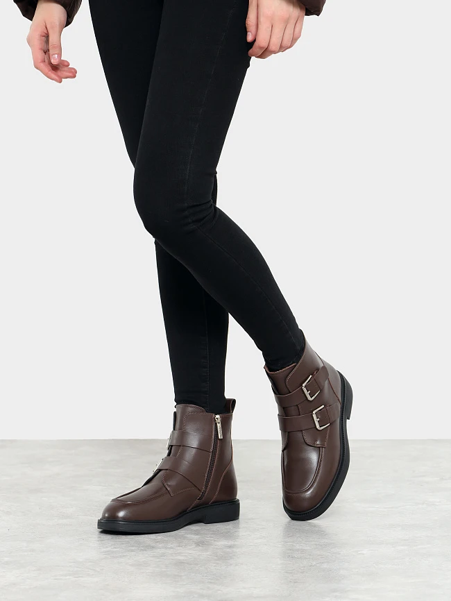 Ботинки женские зимние, цвет коричневый, натуральная кожа 7210319M | 7