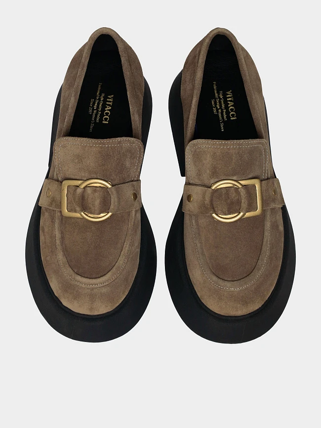 Лоферы женские всесезонные, цвет мокко, натуральный велюр 1221260 | 5