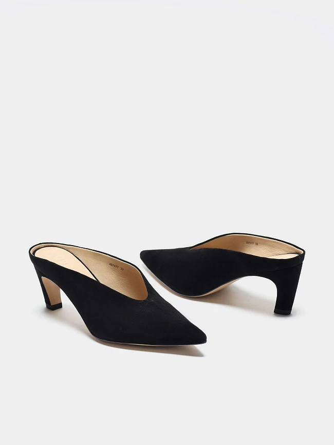 Мюли женские летние, цвет черный, натуральный велюр 497477 | 2