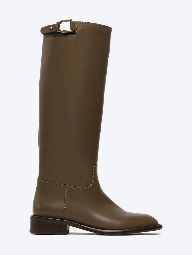 Сапоги женские демисезонные, цвет хаки, натуральная кожа 1493887 | 2