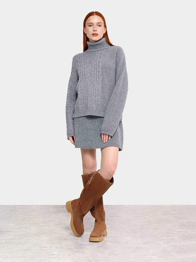 Сапоги женские демисезонные, цвет песочный, натуральный велюр 1730195 | 12