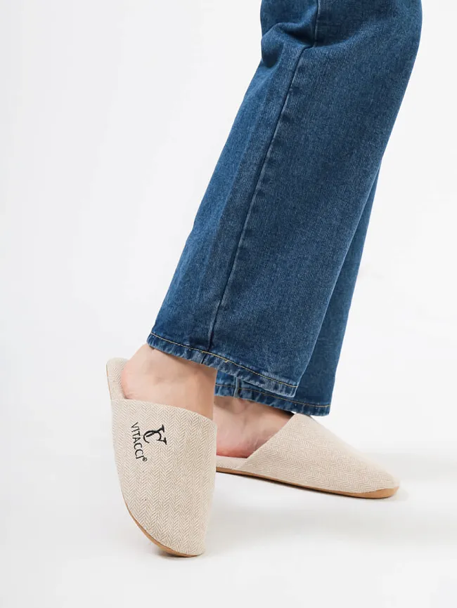 Тапочки женские для дома, цвет бежевый, хлопок SLIP11 | 8