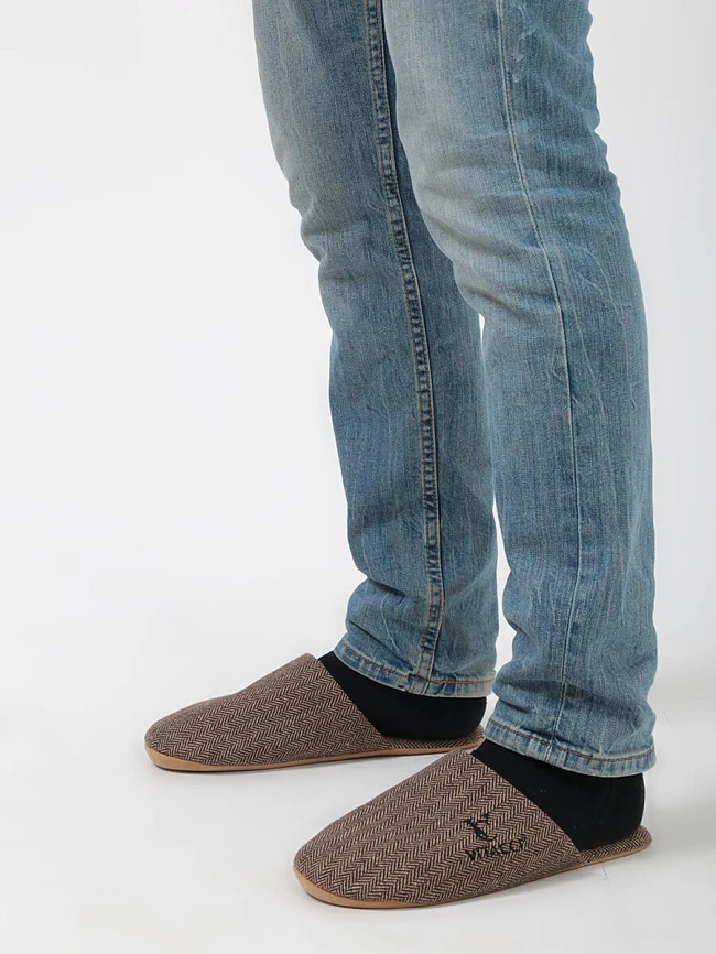 Тапочки мужские для дома, цвет коричневый, хлопок SLIP15 | 8