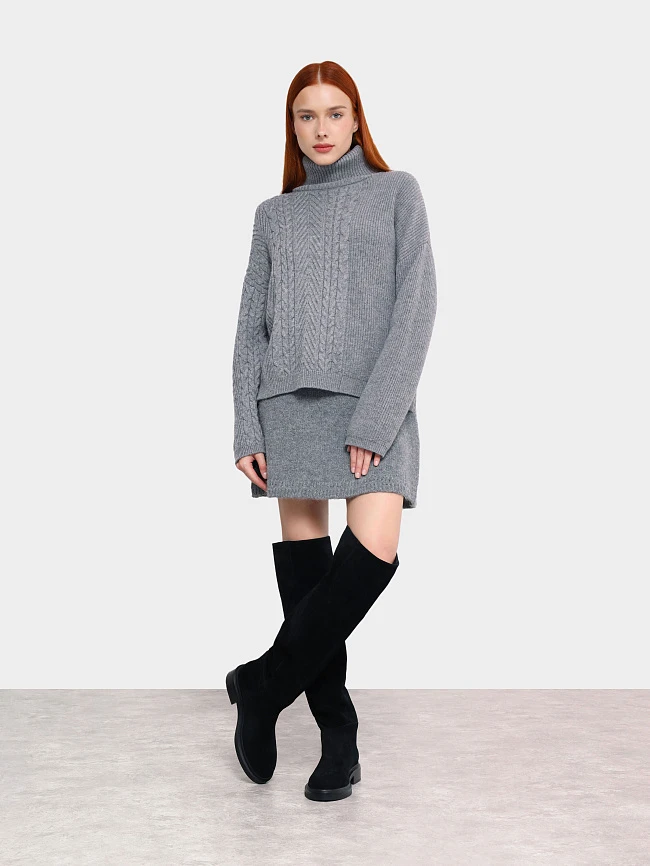 Ботфорты женские демисезонные, цвет черный, натуральный спилок 1820420 | 13