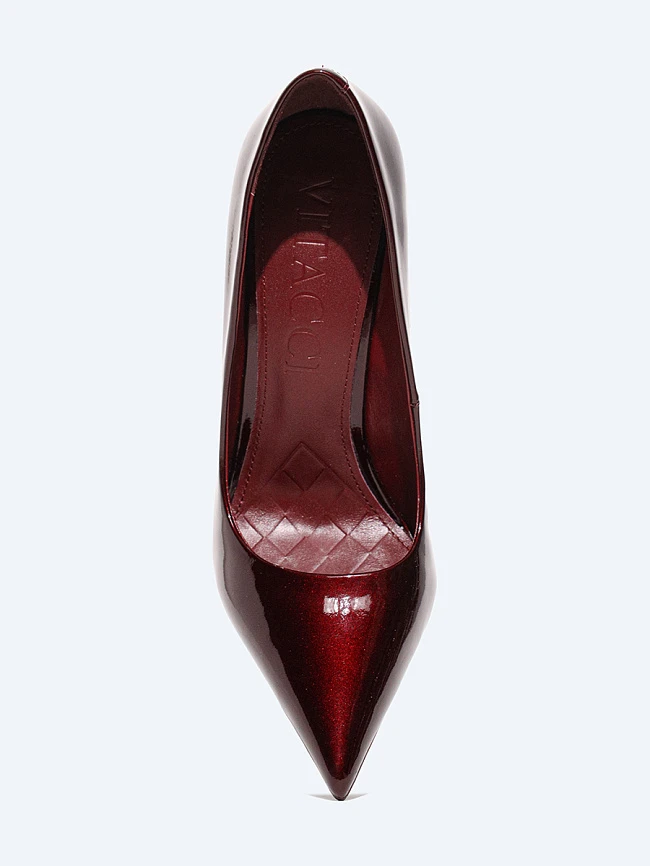 Туфли женские всесезонные, цвет бордовый, натуральная лаковая кожа 497020 | 4