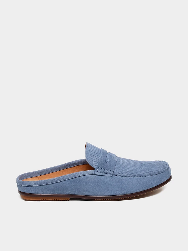 Сабо мужские летние, цвет голубой, натуральный спилок M801336 | 1