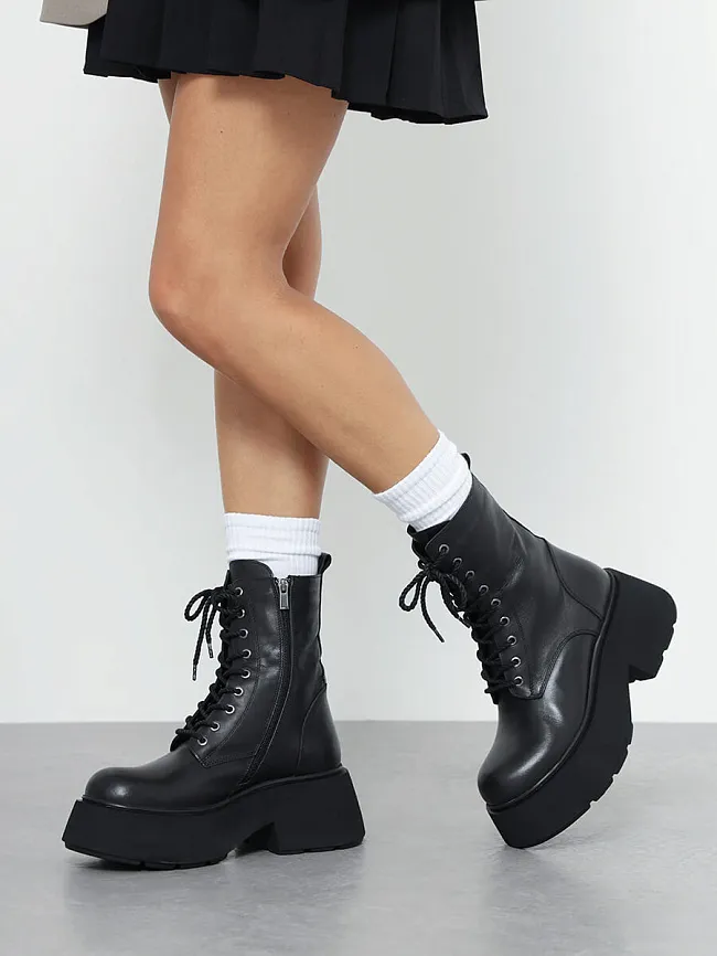 Ботинки женские демисезонные, цвет черный, натуральная кожа 887059 | 16