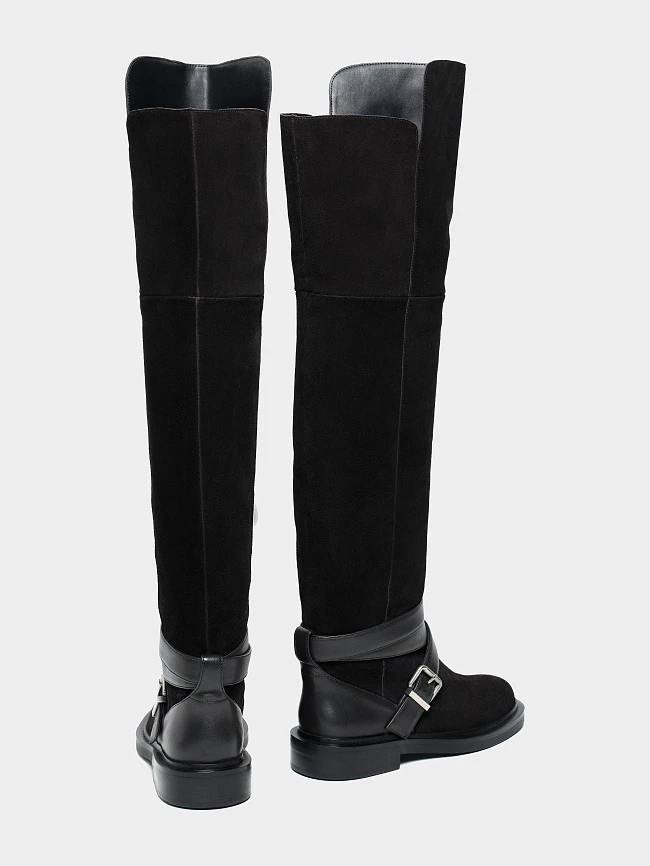 Ботфорты женские демисезонные, цвет коричневый, натуральный спилок/натуральная кожа 1494804 | 4