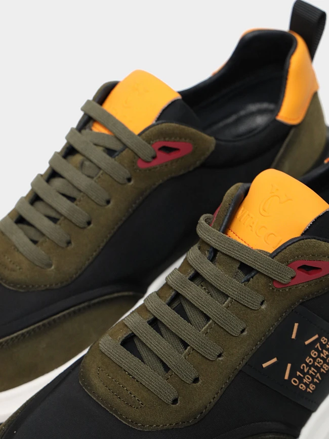 Кроссовки мужские демисезонные, цвет хаки, натуральный спилок/текстиль/натуральная кожа M03104 | 6