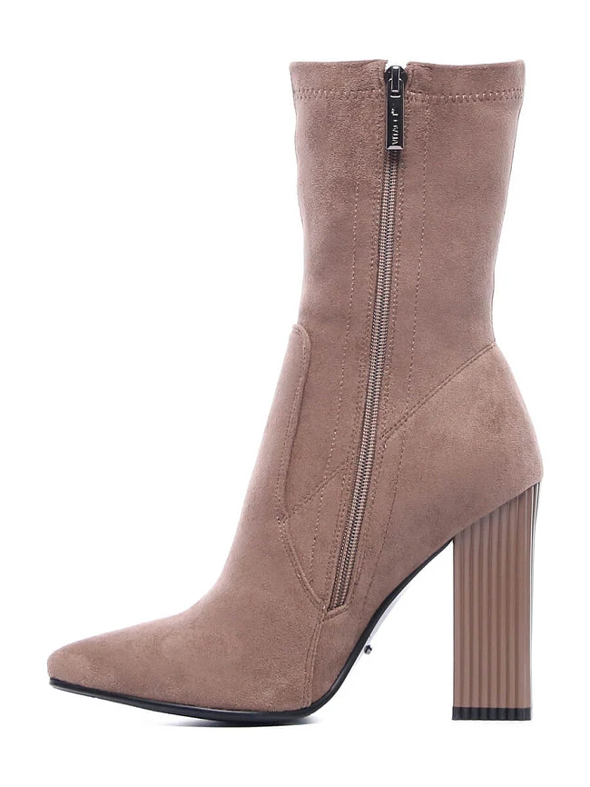 Полусапоги женские демисезонные, цвет бежевый, искусственный велюр 1842682P4 | 3